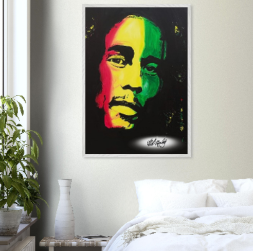 Bob Marley Autografato ( Collezione personaggi famosi ) Con cornice in legno pregiato di vari colori