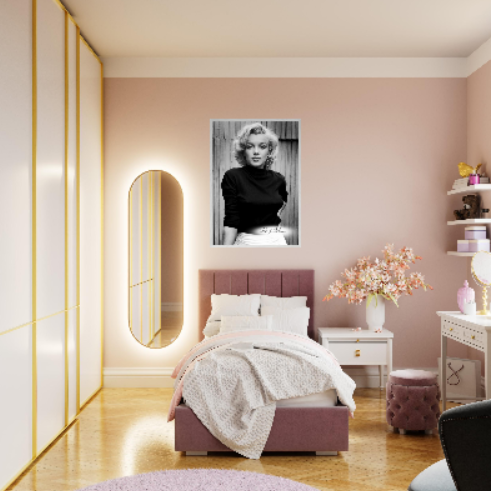 Marilyn Monroe (Collezione Personaggi Famosi / Cinema) con cornice in legno pregiato di vari colori