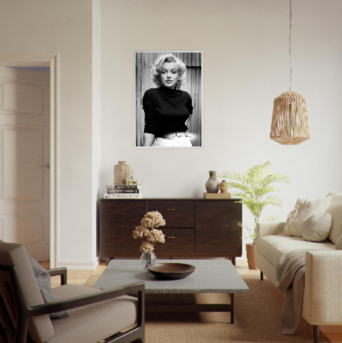 Marilyn Monroe (Collezione Personaggi Famosi / Cinema) con cornice in legno pregiato di vari colori