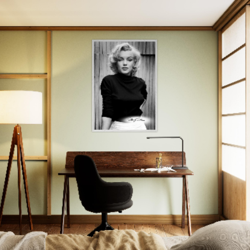 Marilyn Monroe (Collezione Personaggi Famosi / Cinema) con cornice in legno pregiato di vari colori
