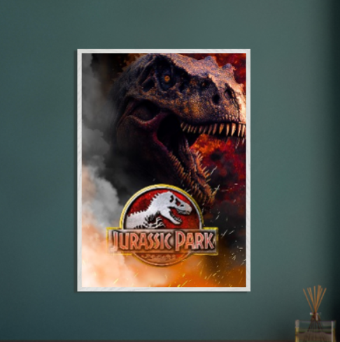 Jurassic Park ( collezione Cinema ) Con cornice in legno pregiato di vari colori