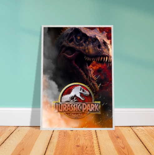 Jurassic Park ( collezione Cinema ) Con cornice in legno pregiato di vari colori