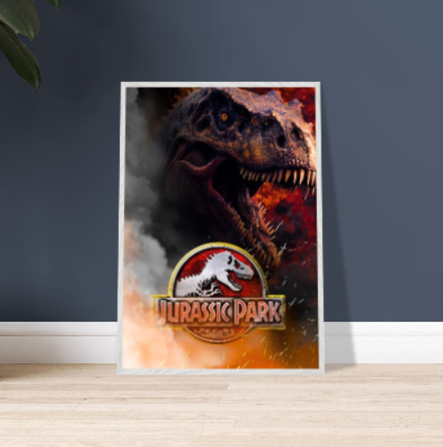 Jurassic Park ( collezione Cinema ) Con cornice in legno pregiato di vari colori