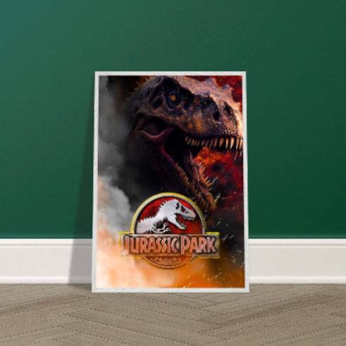 Jurassic Park ( collezione Cinema ) Con cornice in legno pregiato di vari colori