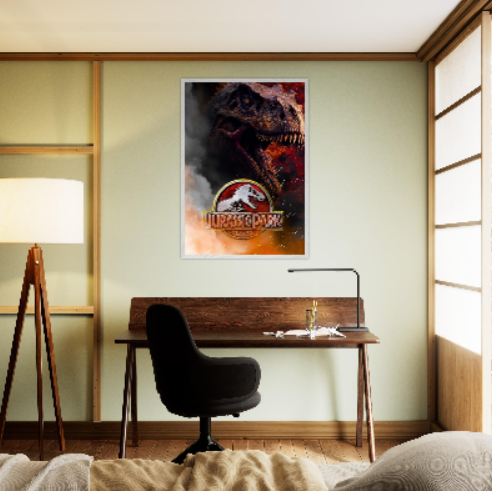 Jurassic Park ( collezione Cinema ) Con cornice in legno pregiato di vari colori