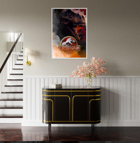 Jurassic Park ( collezione Cinema ) Con cornice in legno pregiato di vari colori