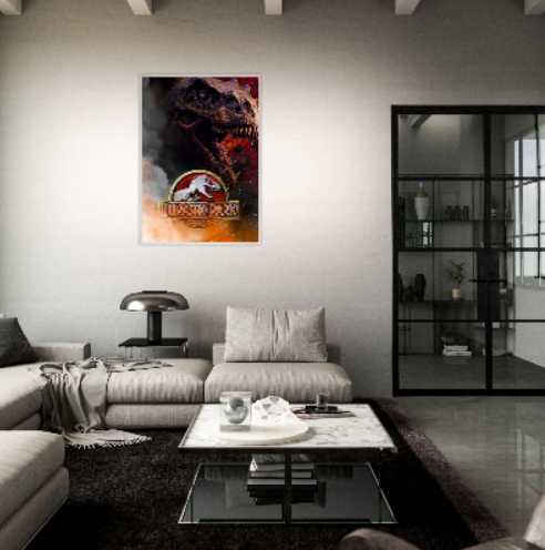 Jurassic Park ( collezione Cinema ) Con cornice in legno pregiato di vari colori