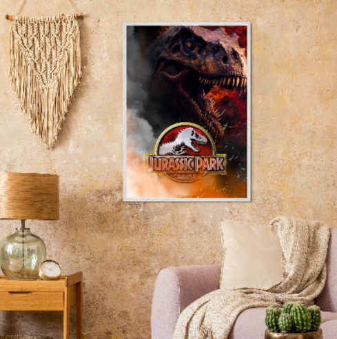 Jurassic Park ( collezione Cinema ) Con cornice in legno pregiato di vari colori
