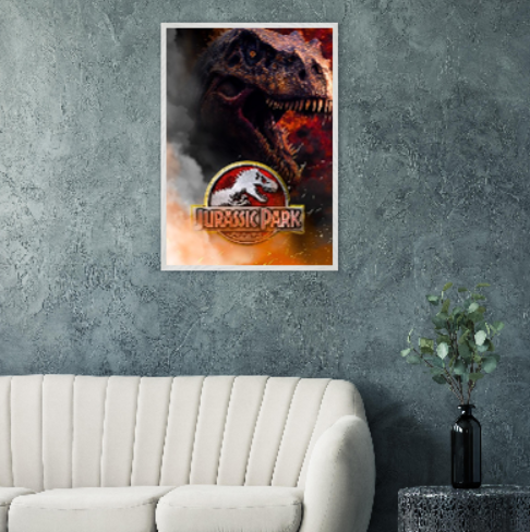 Jurassic Park ( collezione Cinema ) Con cornice in legno pregiato di vari colori