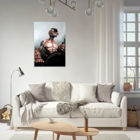 Braccio di Ferro Popeye ( Collezione Walt Disney / Anime ). Con cornice in legno pregiato di vari colori