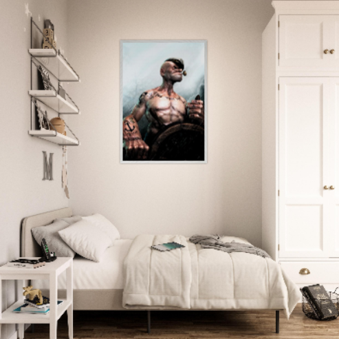 Braccio di Ferro Popeye ( Collezione Walt Disney / Anime ). Con cornice in legno pregiato di vari colori