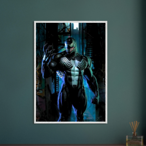 Venom ( Collezione Marvel, DC e supereroi ). Con cornice in legno pregiato di vari colori.