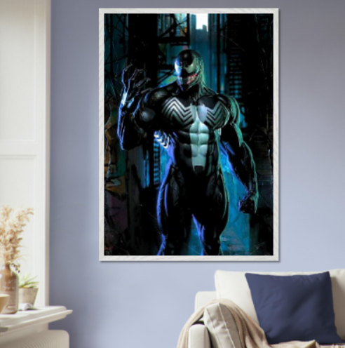 Venom ( Collezione Marvel, DC e supereroi ). Con cornice in legno pregiato di vari colori.