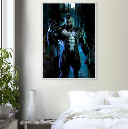 Venom ( Collezione Marvel, DC e supereroi ). Con cornice in legno pregiato di vari colori.