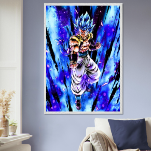 Gogeta SSj. Blue ( collezione Dragonball ). Con cornice in legno pregiato di vari colori.
