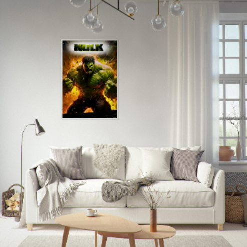 Hulk ( collezione Marvel - Dc - Supereroi ). Con cornice in legno pregiato di vari colori.
