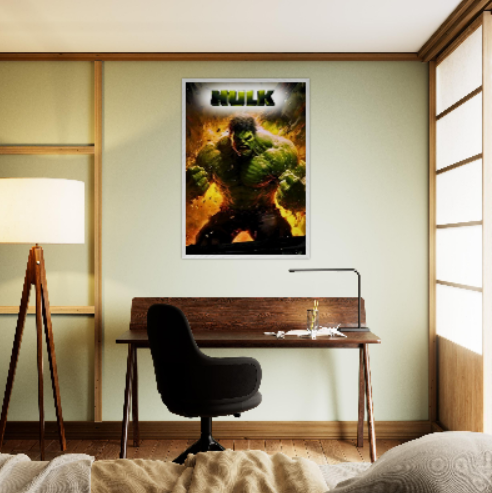 Hulk ( collezione Marvel - Dc - Supereroi ). Con cornice in legno pregiato di vari colori.