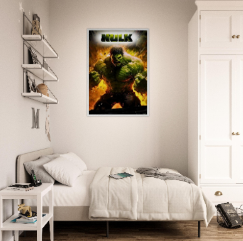 Hulk ( collezione Marvel - Dc - Supereroi ). Con cornice in legno pregiato di vari colori.