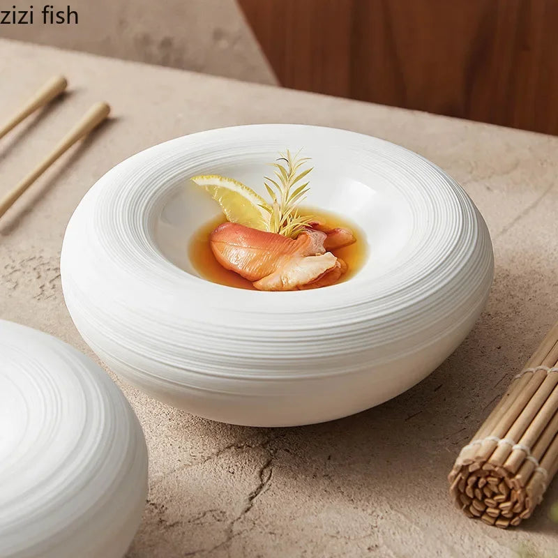 Piatto Isotermico in Ceramica Bianca – Doppio Strato, Stile Moderno, Per Uso Domestico o Professionale