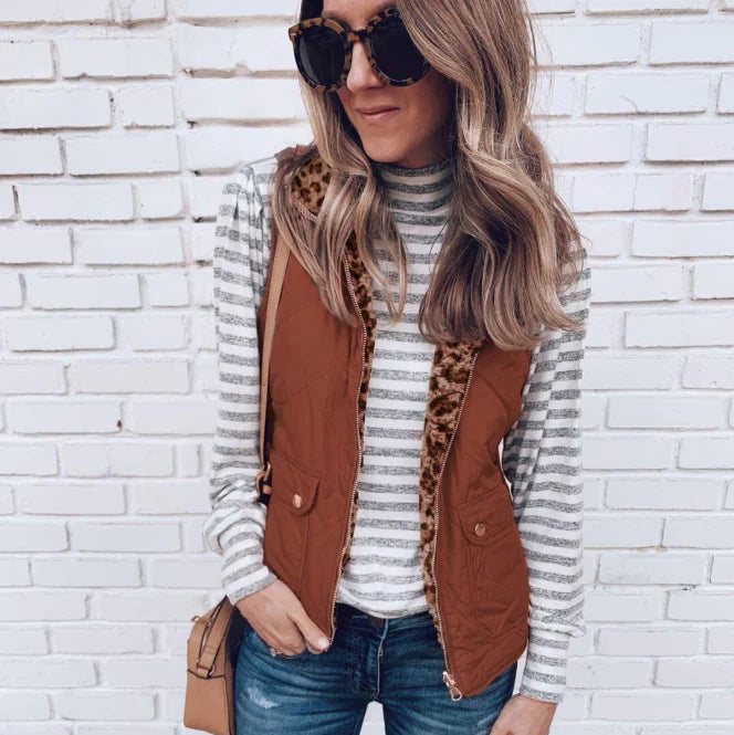 Gilet reversibile con tasca con zip da donna per autunno/inverno