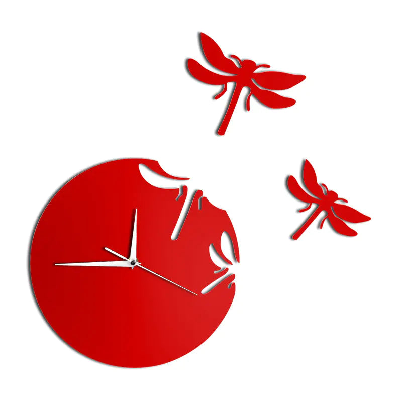 Orologio da parete fai da te a forma di libellula in acrilico per l'arredamento del soggiorno