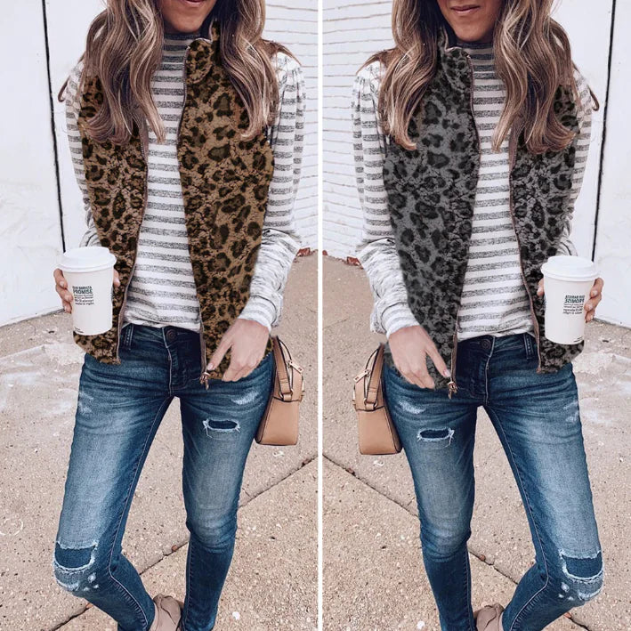 Gilet reversibile con tasca con zip da donna per autunno/inverno